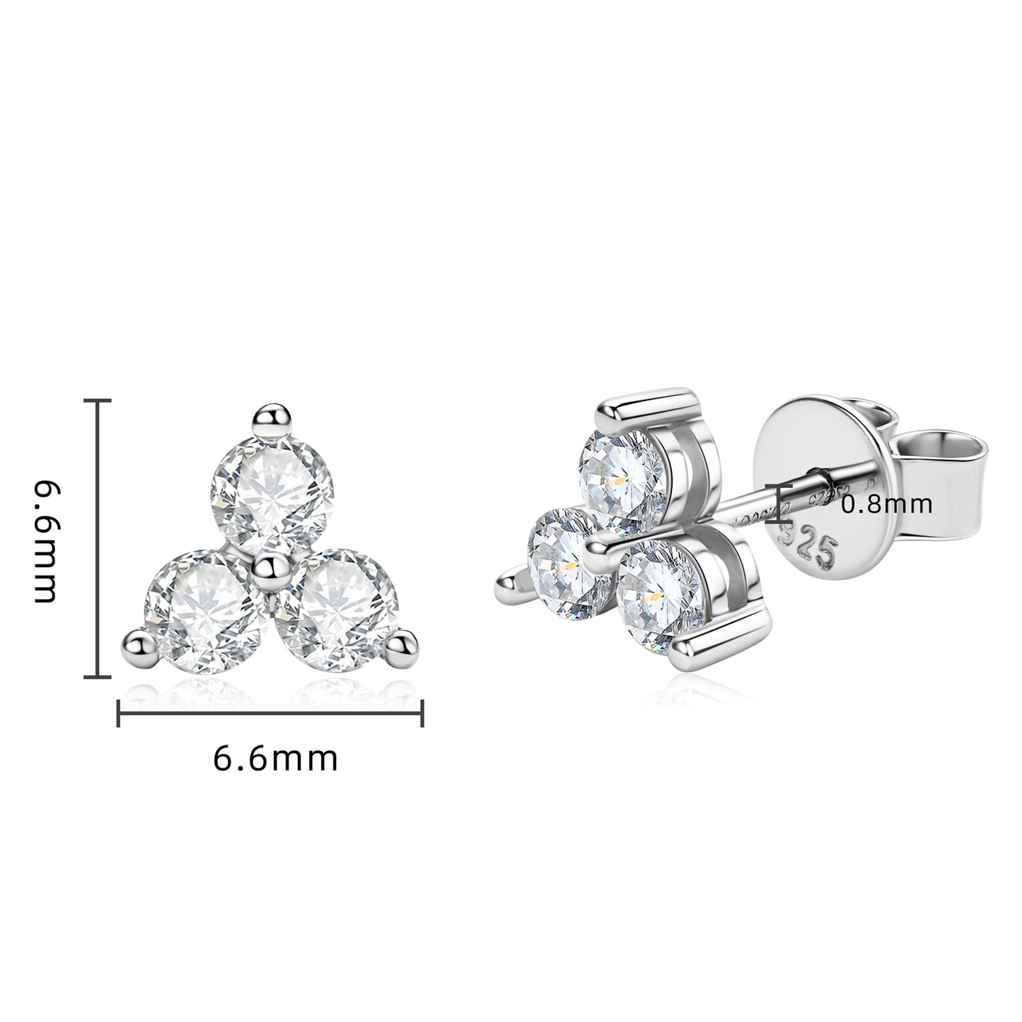 Clover Ear Color Moissanite Cute Sterling Earrings