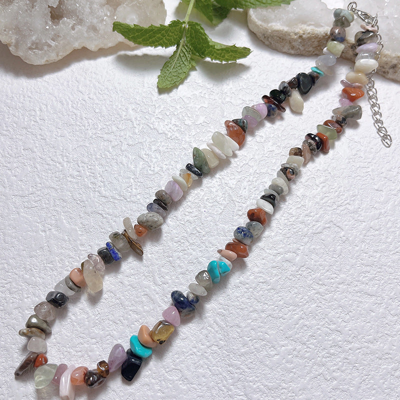 Gravel Style Neck Chain Bohemian Agate Necklaces