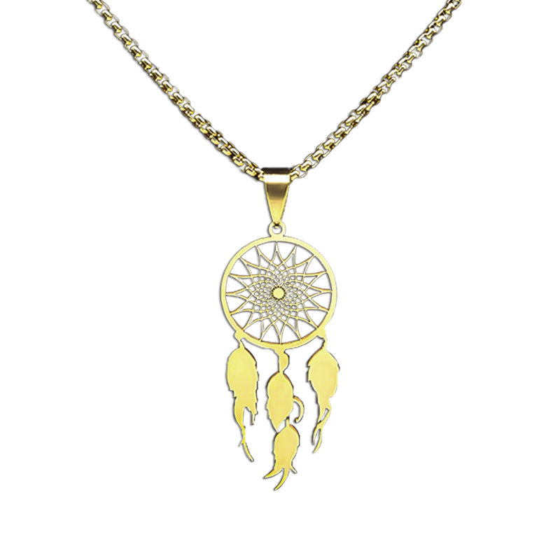 Style Stainless Steel Ornament Tassel Feather Necklaces