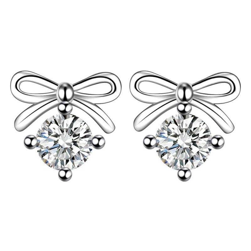 Zircon Sier Needle Love Moissanite Simulation Geometric Earrings