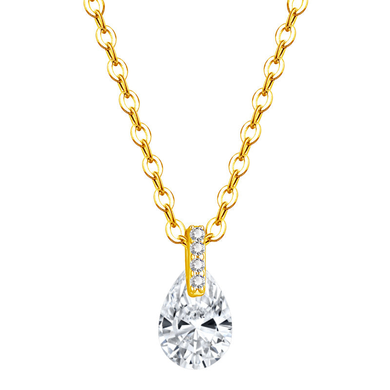 Women's Zircon Water Drops Simple Temperament Clavicle Chain Trendy Necklace
