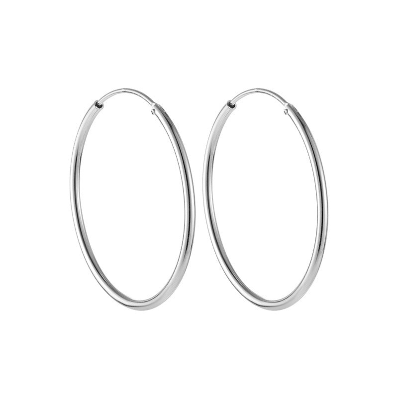 Women's Sier Golden Circle Hollow Tube Fashion Earrings