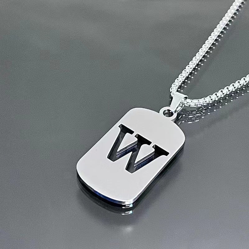 English Letter Titanium Steel Male Female Couple Clothing Necklaces