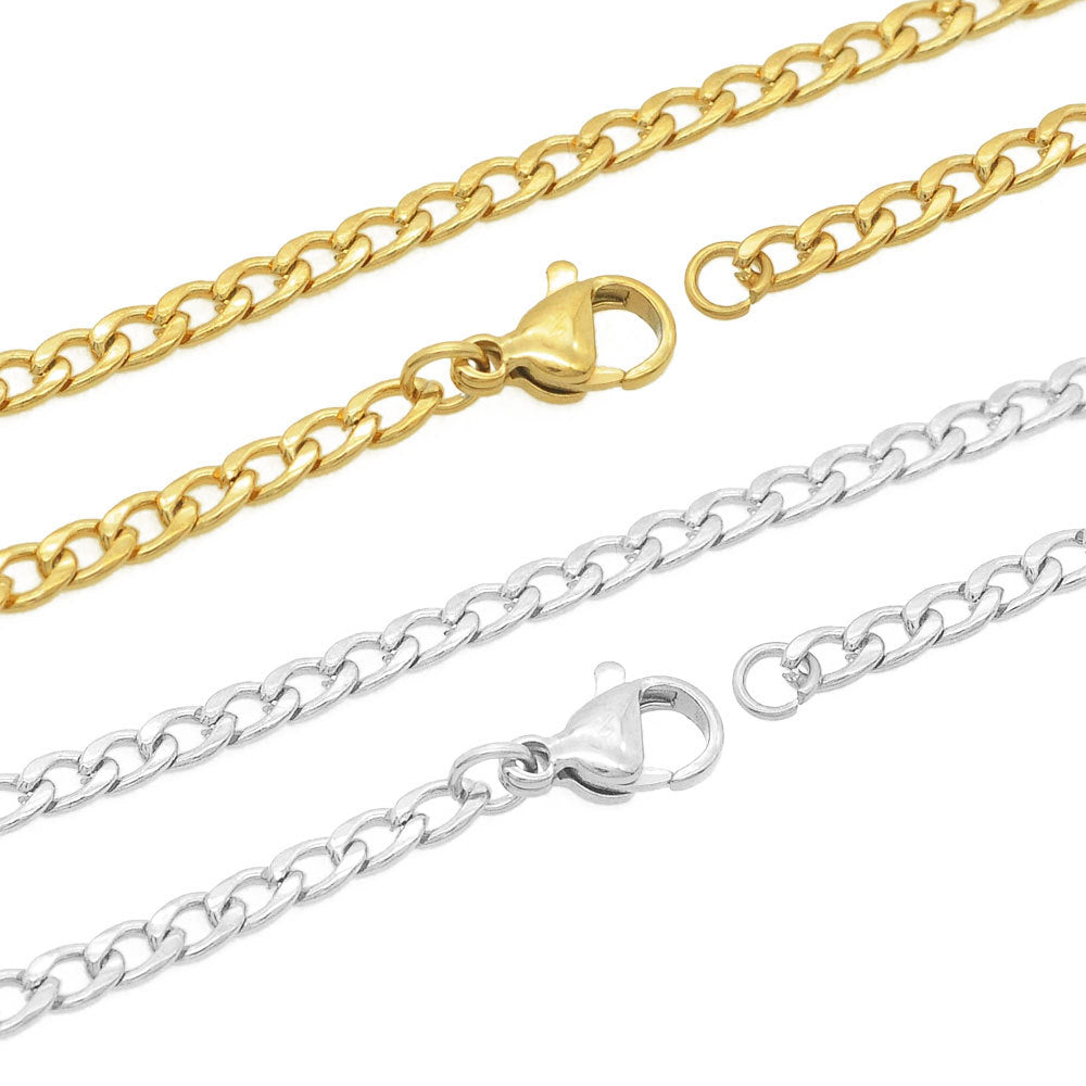 Steel Hemp Flowers Chain Curb Titanium Pearl Box Necklaces