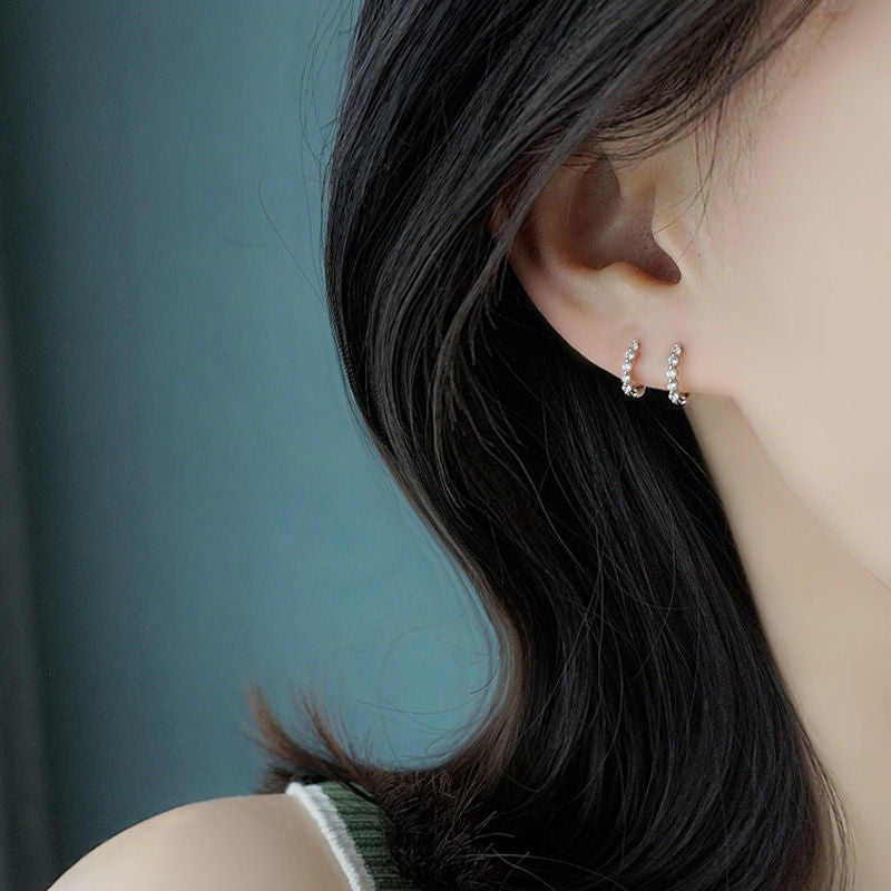 Women's Fashion Small Clip Graceful Petite Zircon Earrings