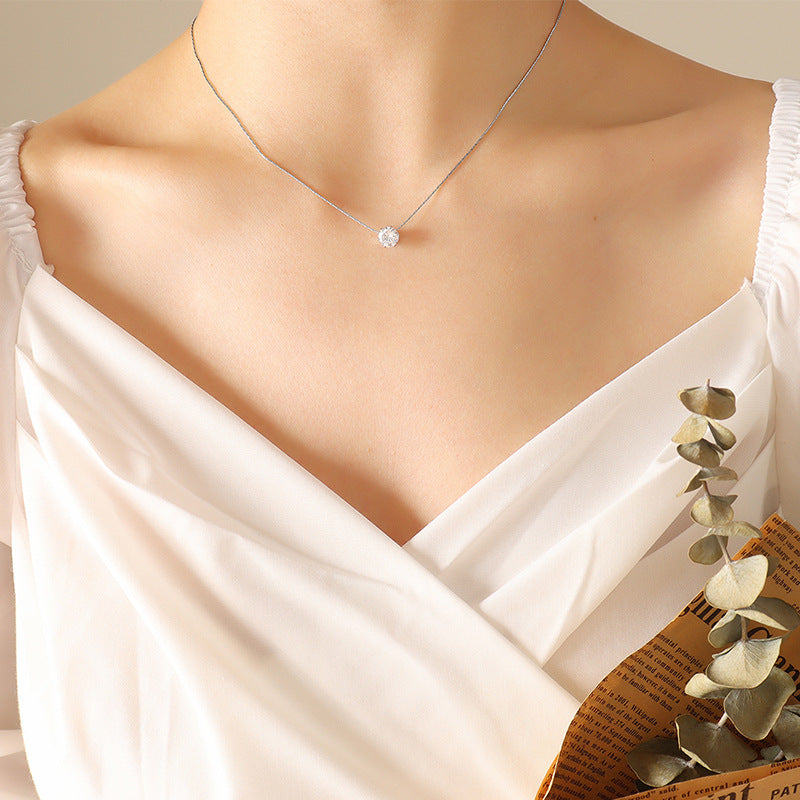 Summer Zircon Inlaid Solitaire Couple Niche Necklaces