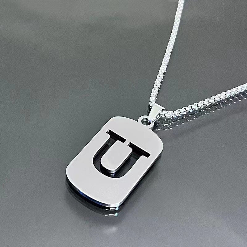 English Letter Titanium Steel Male Female Couple Clothing Necklaces