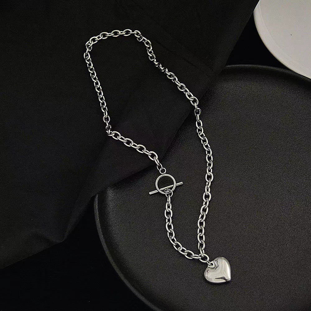 Retro Love Heart Buckle Cool Earth Necklaces