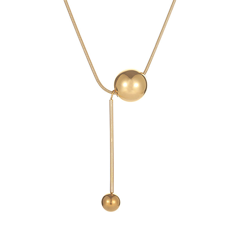 Gold Ball Titanium Steel Light Luxury Niche Clavicle Chain Necklaces