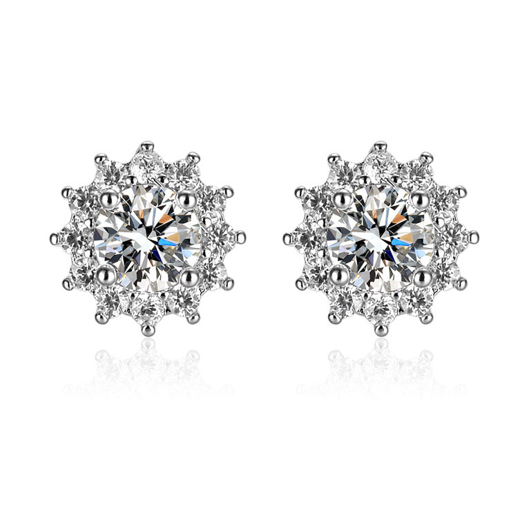 Women's Artificial Moissanite Fashion Sun Flower Ear Carat Earrings
