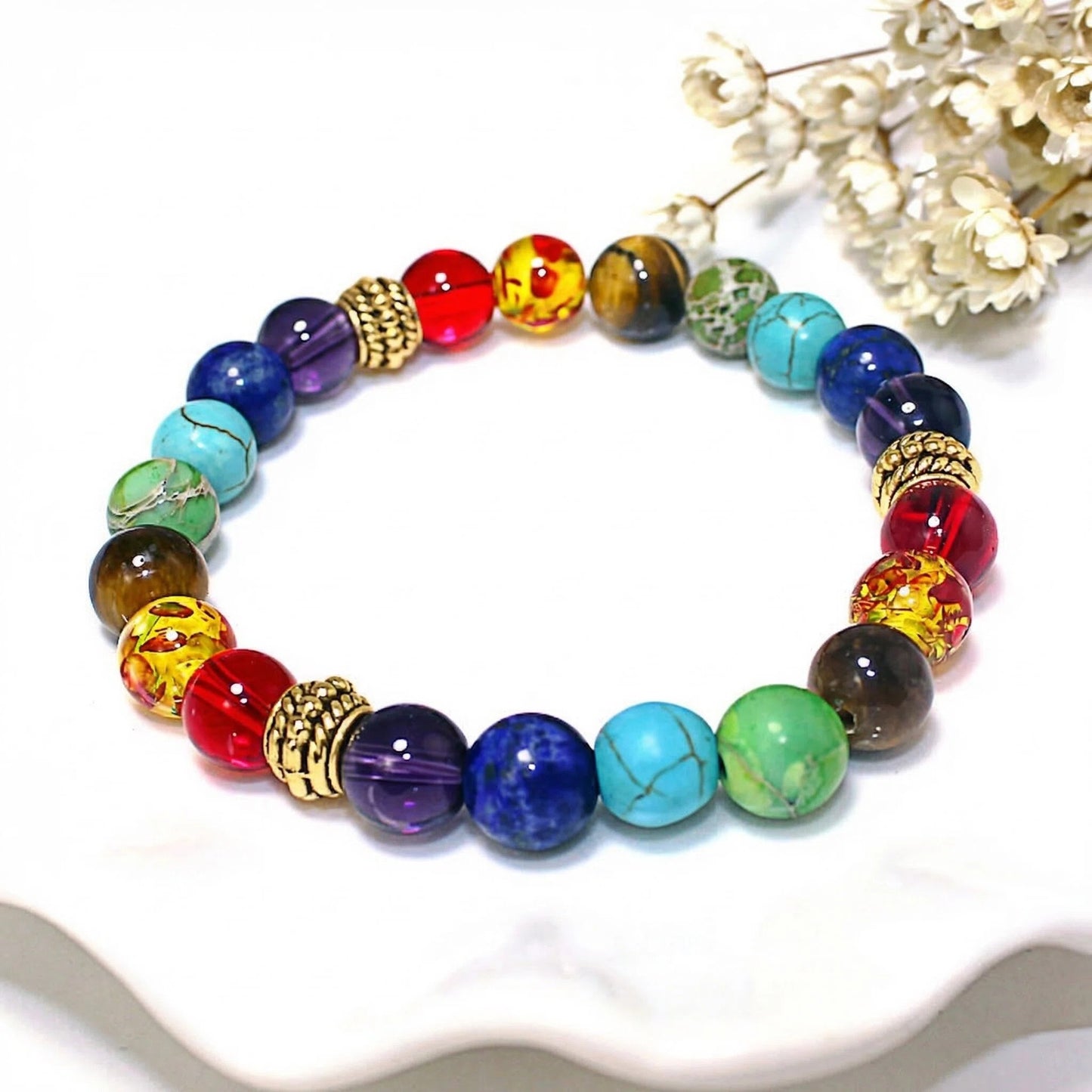 Colorful Natural Stone Tigereye Blue Gold Amethyst Emperor Bracelets