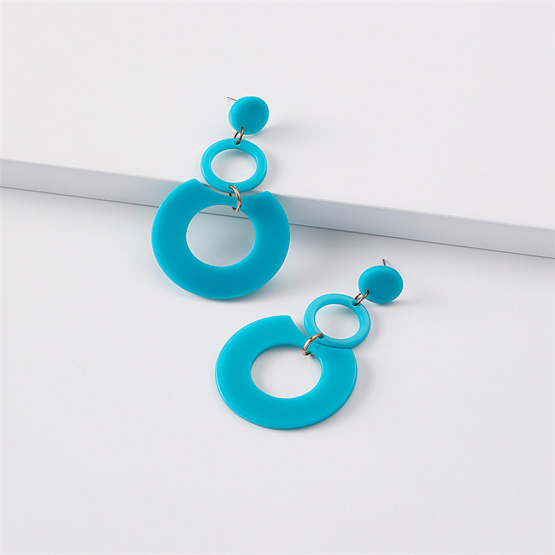 Women's Round Stitching Cellulose Acetate Sheet Texture Earrings