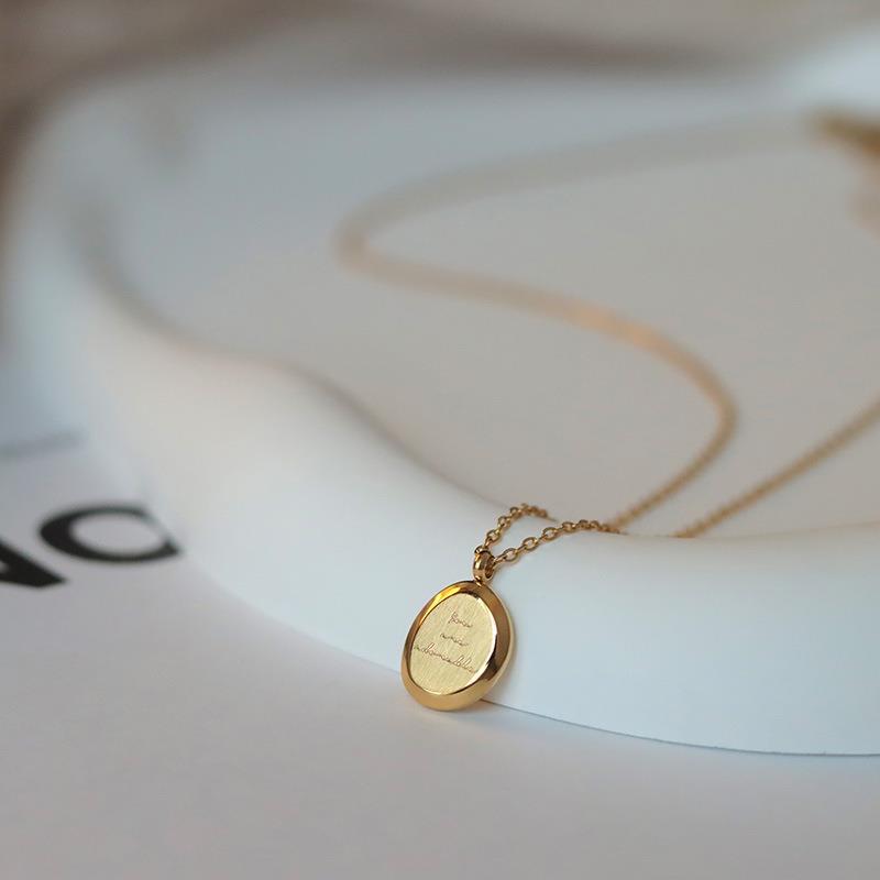 Letters Titanium Steel Geometric Round Clavicle Necklaces