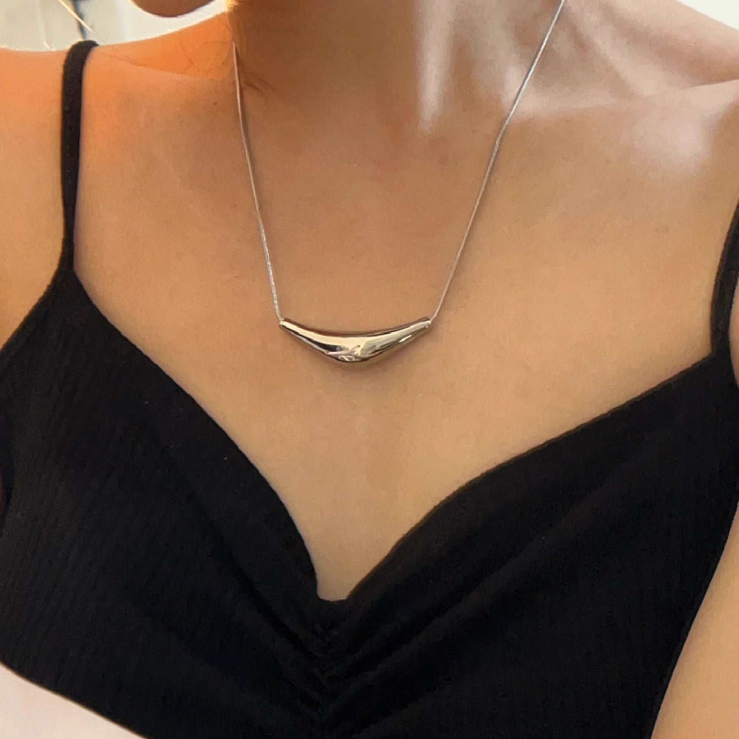 Women's Elbow Design Titanium Steel Gold Plated Necklaces