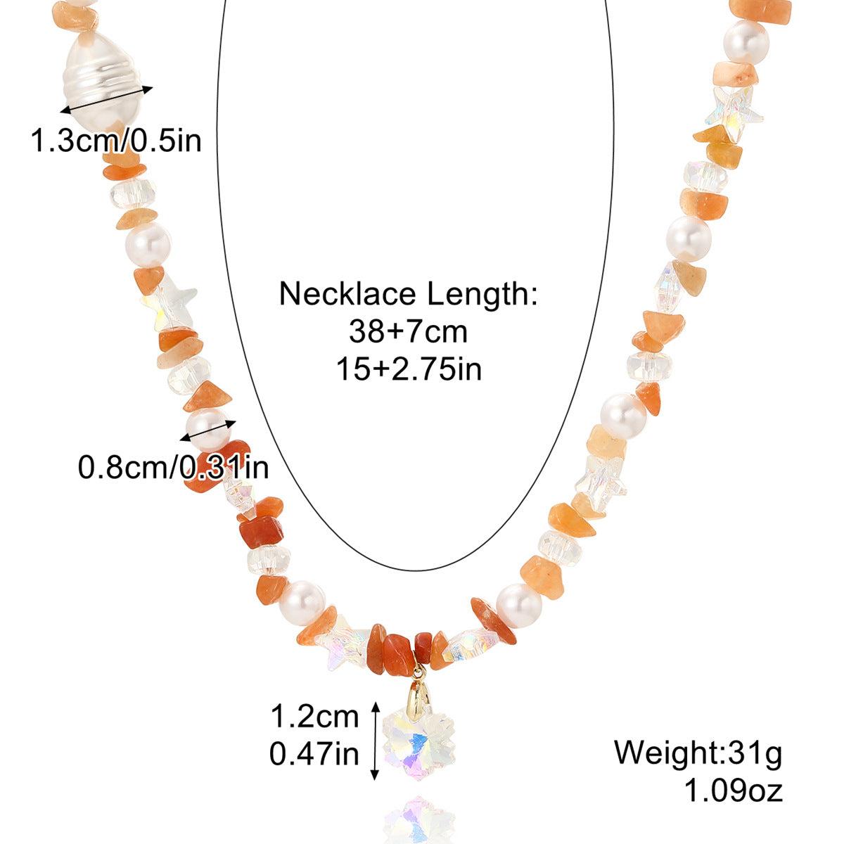 Women's Bohemian Color Gravel For Natural Stone Necklaces