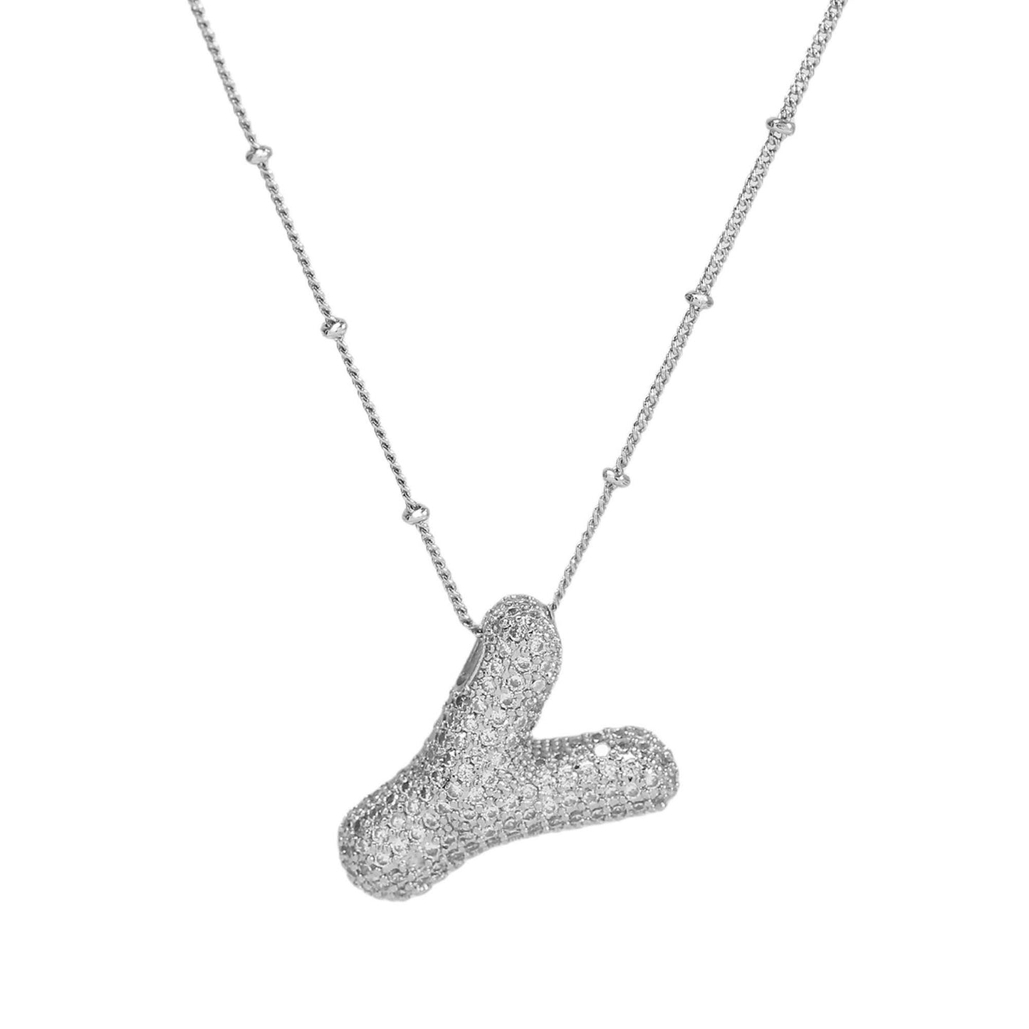 Women's Brass Zircon Bubble Balloon Letter Chubby Necklaces