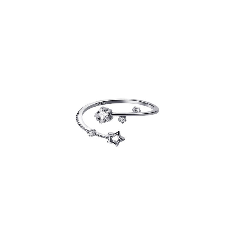 Women's Diamond Pentagram Style Minimalist Star Open Rings