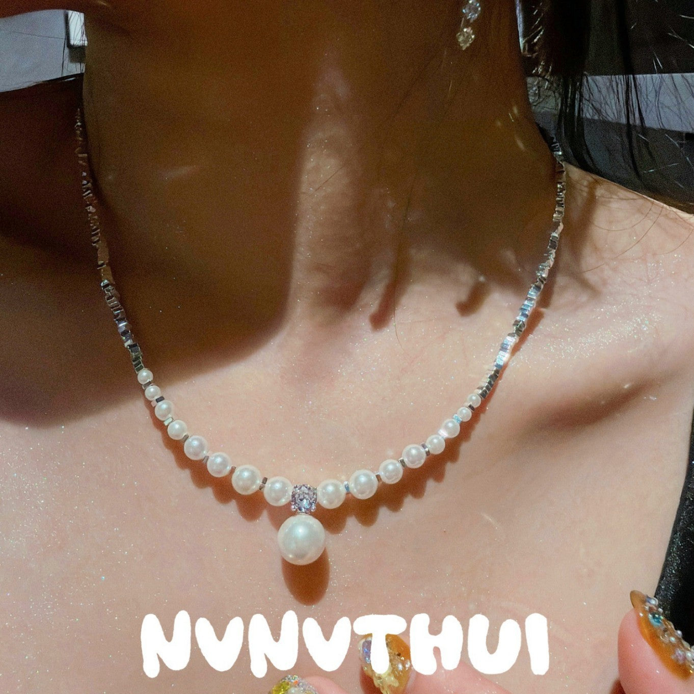 White Starry Pearl Birthday Gift Moonlight Smile Wedding Necklace