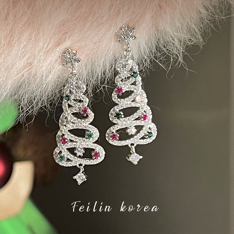 Winter Zircon Christmas Tree Niche Design Rings