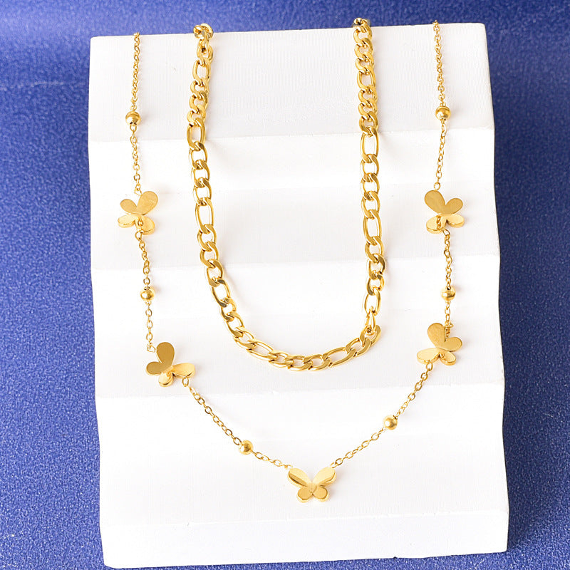 Love Titanium Steel French Fashionable Gold Clavicle Chain Necklaces