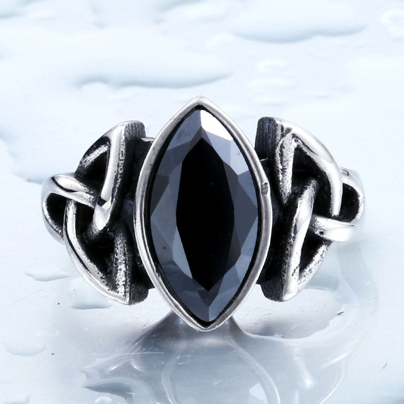 Men's Steel Celtic Knot Retro Titanium Inlaid Rings