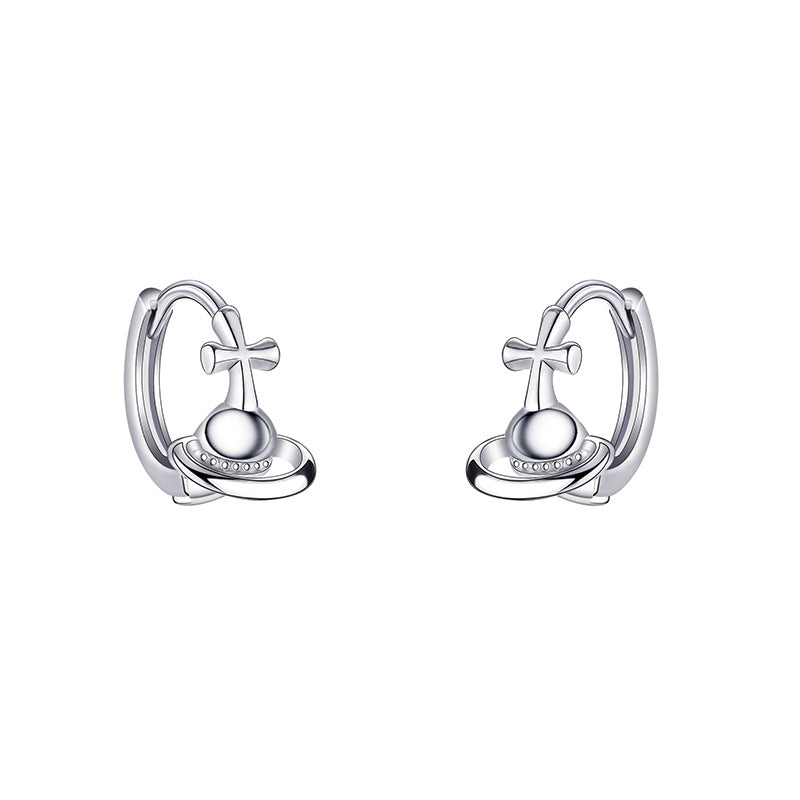 Women's Ear Clip Retro Three-dimensional Metal Universe Star Minimalist Basic Stud Earrings