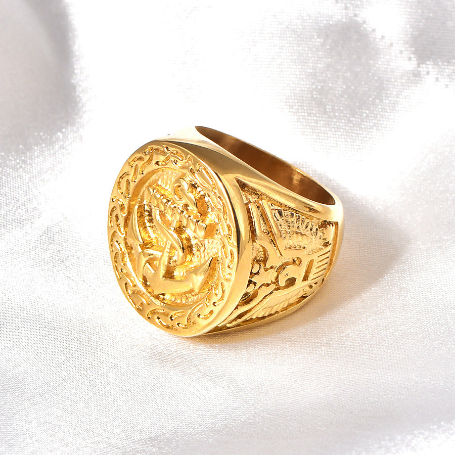 Men's Hop Titanium Steel Vacuum Gold-plated Eagle Rings