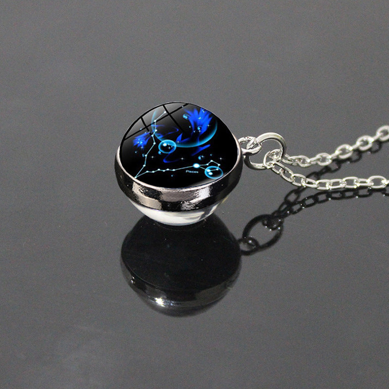 Sky Twee Constellation Glass Ball Time Stone Patch Necklace