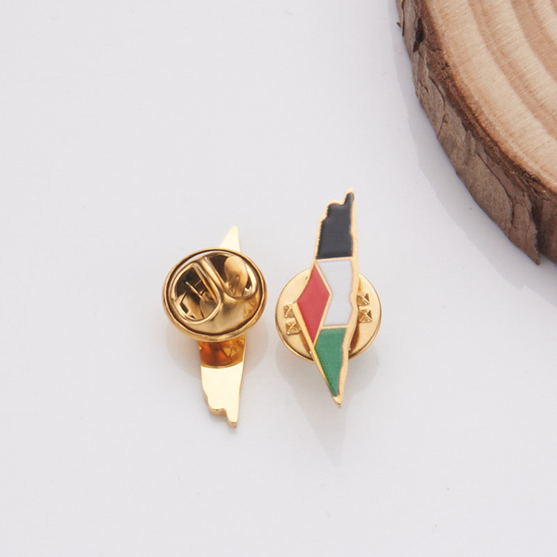 Oil Dripping Vintage Palestine Map Stainless Steel Necklaces