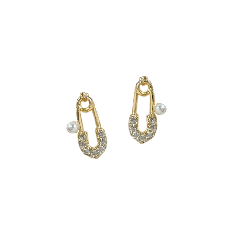 Needle Plated Real Gold Micro Inlaid Zircon Pin Earrings