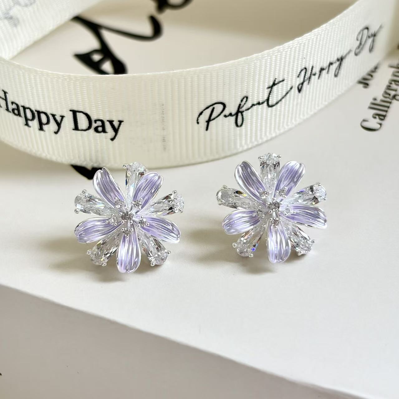 Daisy Vacation Style Sier Needle Sweet Earrings
