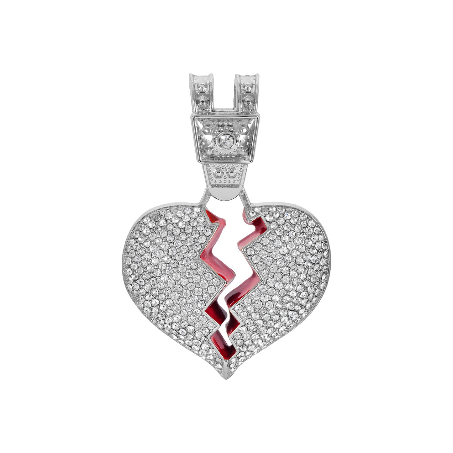 Men's Heart Alloy Full Diamond Cuban Hip Necklaces