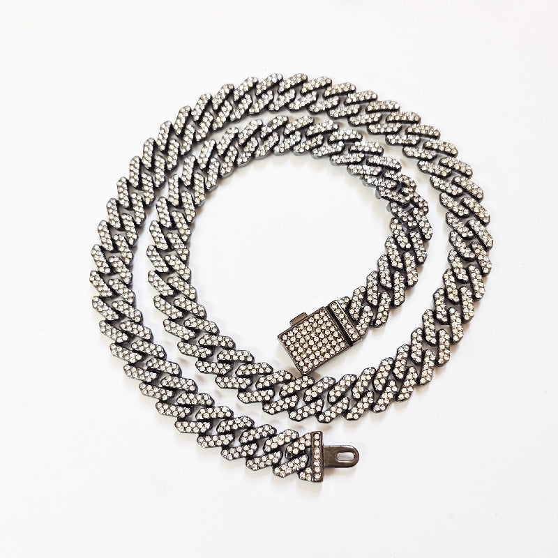Women's Flip Black Chain Purple Diamond Full Necklaces