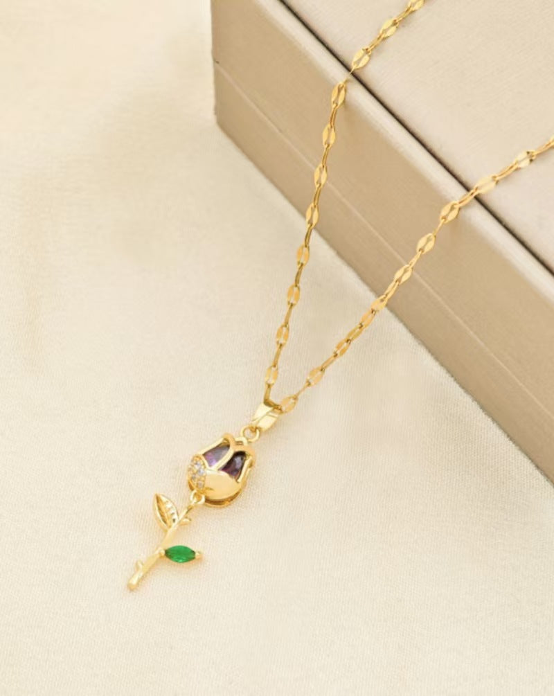 Women's Tulip Fashionable High-grade Titanium Steel Clavicle Necklace
