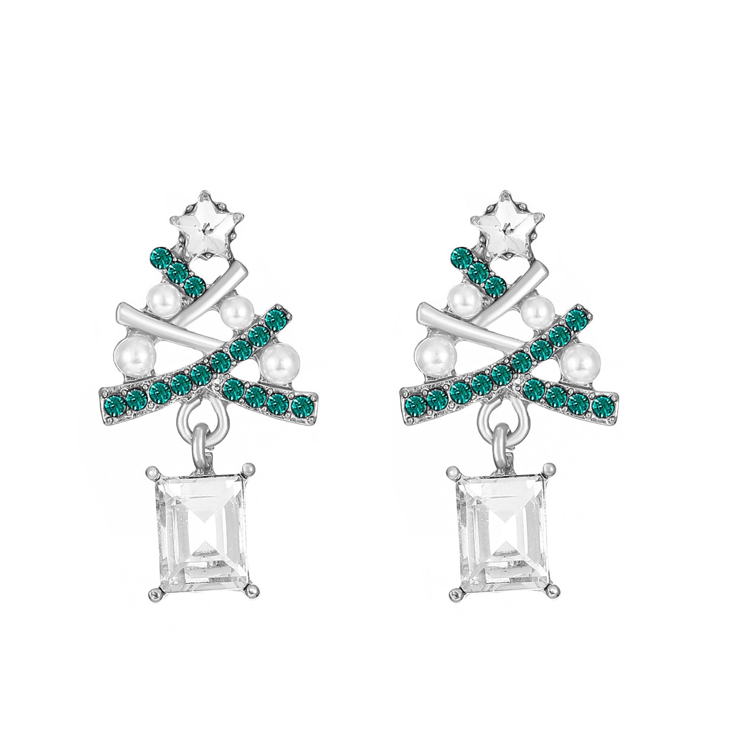 Women's Style Diamond Christmas Tree Exquisite Temperament Colorful Earrings