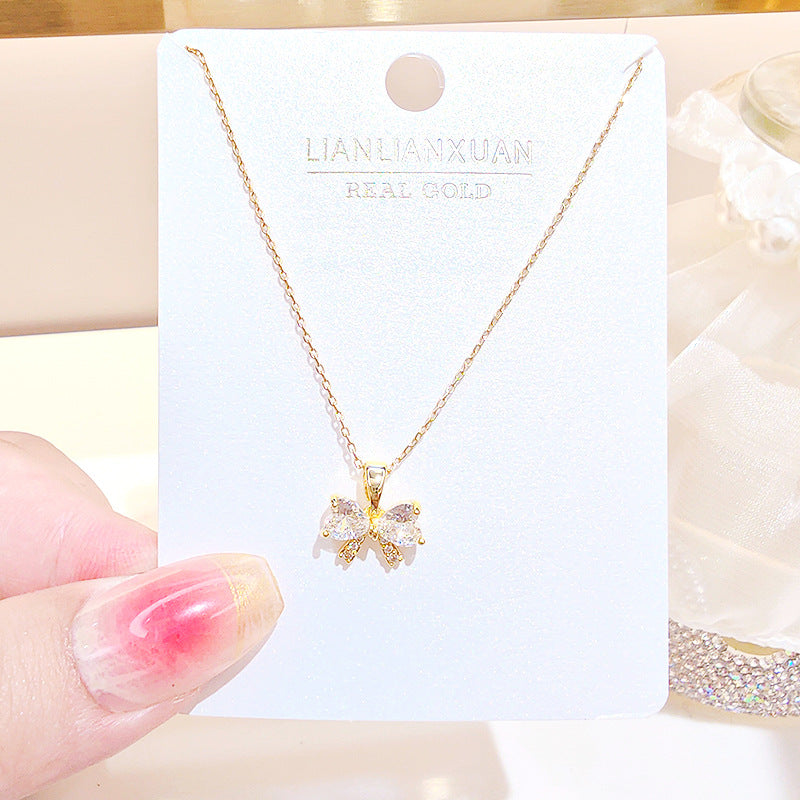 Women's Copper Summer High-grade Simple Refined Zircon Gold Necklaces