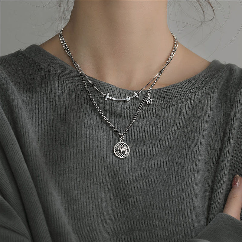 Women's Hip Hop Trendy Sweater T-shirt Elephant Necklaces