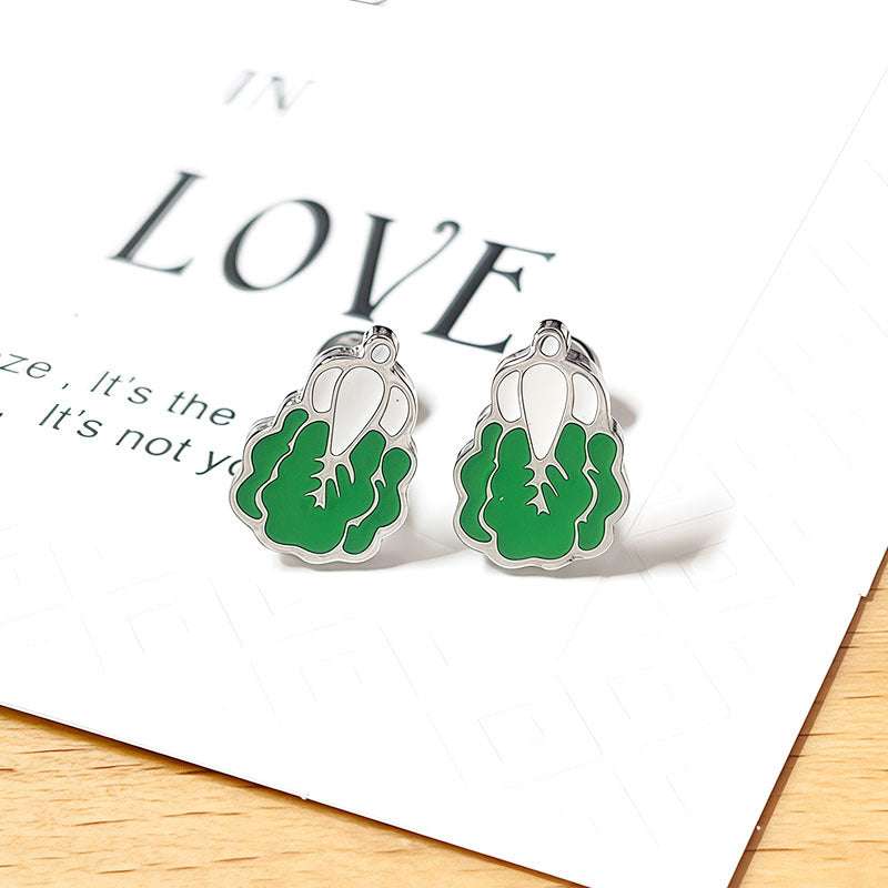 Light Luxury Queen Elegant Frosted Clover Refreshing Stylish Fine Threaded Stud Earrings