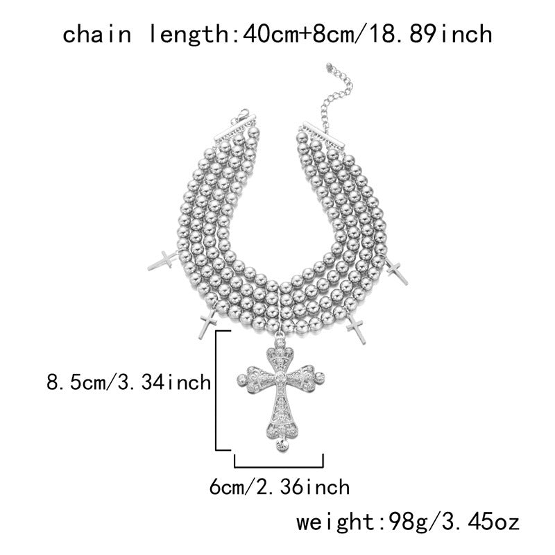 Women's Exquisite Luxury Pearl Cross Diamond Elegant Necklace