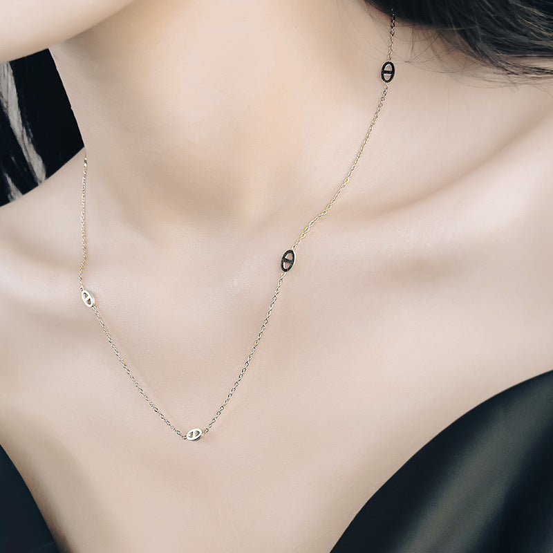 Perfect Ratio Pig Nose Titanium Steel Female Design Clavicle Chain Necklaces