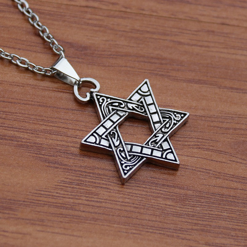 Men's Hexagram Trendy Hip Hop Long Fashion Necklaces