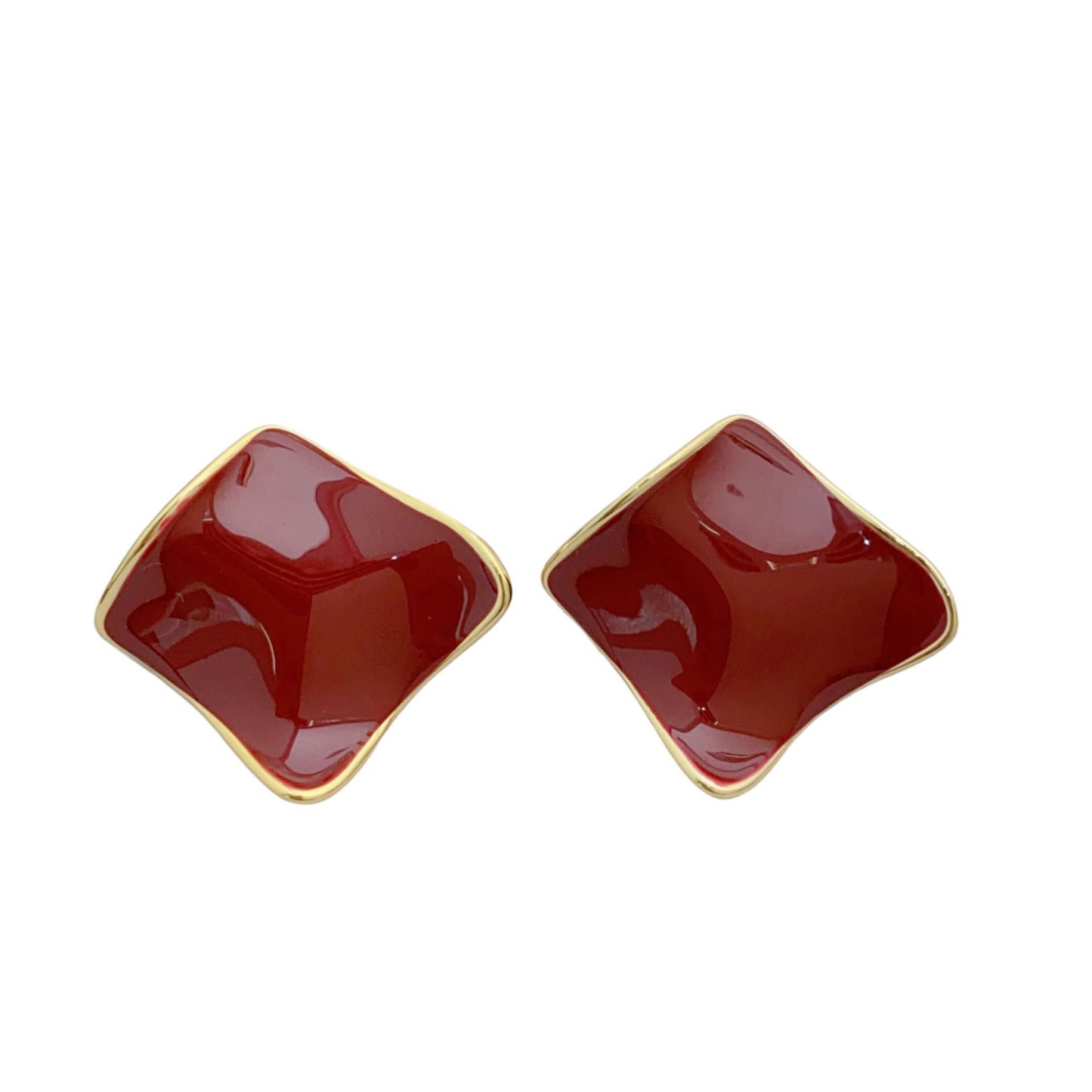 Women's French Retro Red Enamel Drip Glazed Earrings