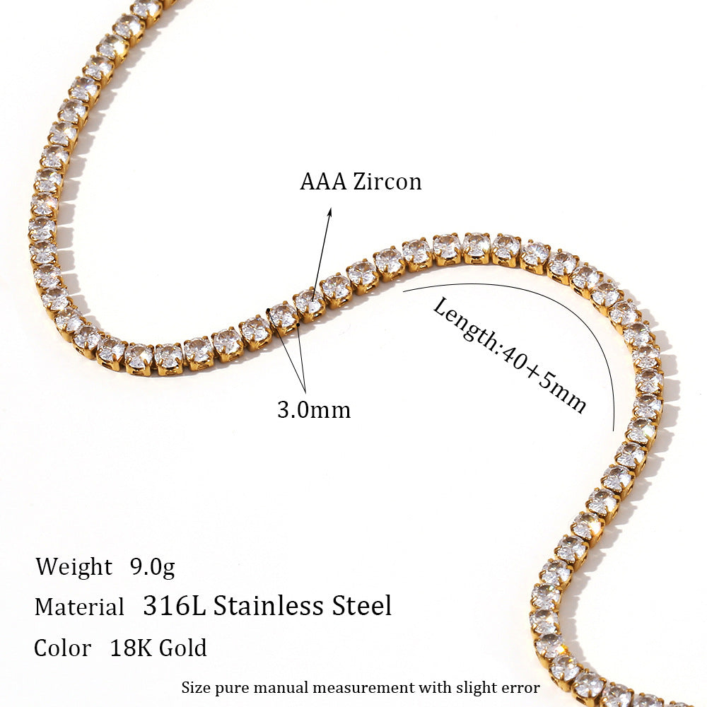 Women's Luxury Twin Clavicle Chain Jewelry Stainless Steel Gold-plated Full Necklaces