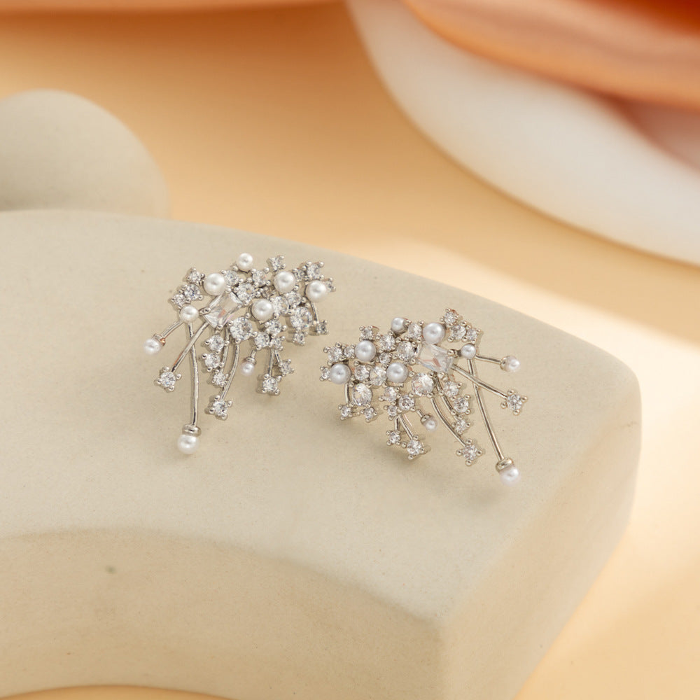 Women's Unique Bright Nebula Zircon Pearl Light Luxury Earrings