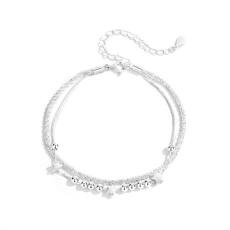 Sparkling Planet Female Korean Style Starry Double Layer Sier Bracelets