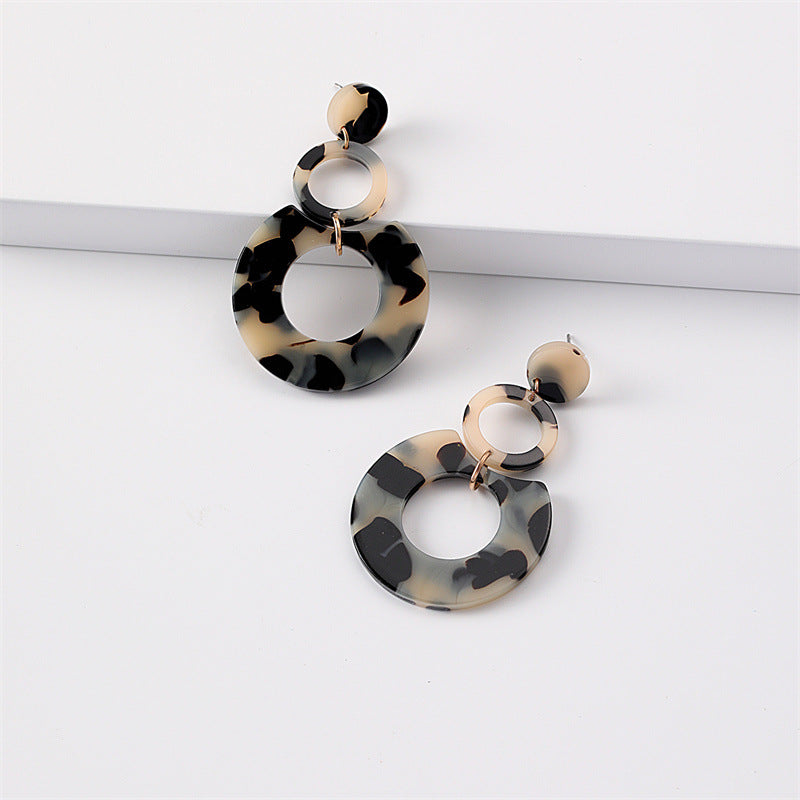 Women's Round Stitching Cellulose Acetate Sheet Texture Earrings
