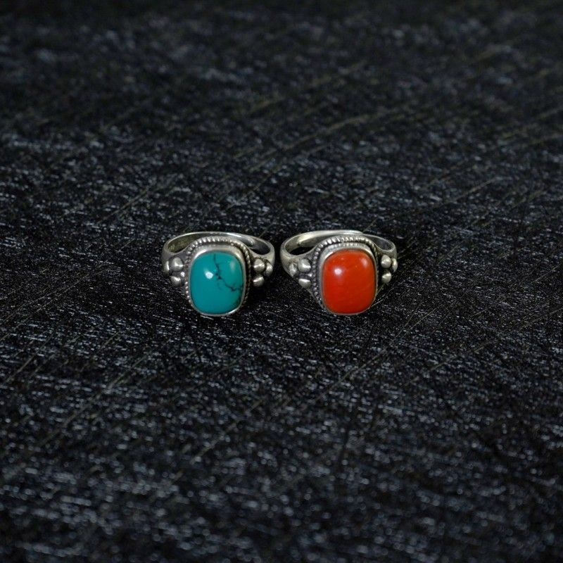 Flower Inlaid Decorative Ethnic Style Niche Adjustable Versatile Rings