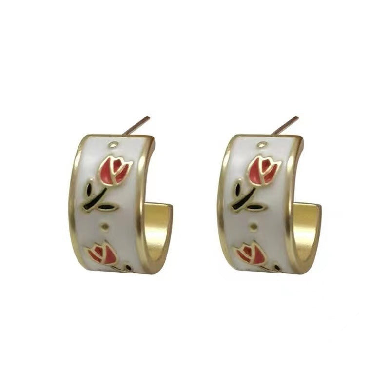 Women's Sier Needle Korean Style French Temperamental Pearl Earrings