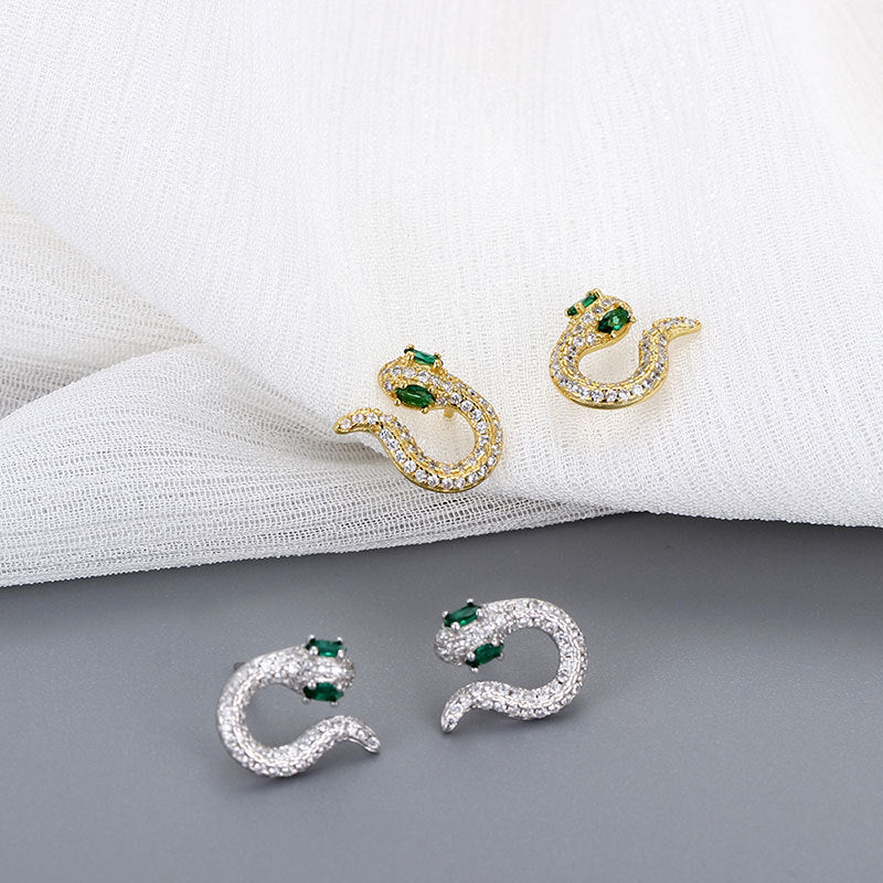 Women's Sterling Sier Snake-shaped High-grade Fashionable Elegant Style Special Earrings