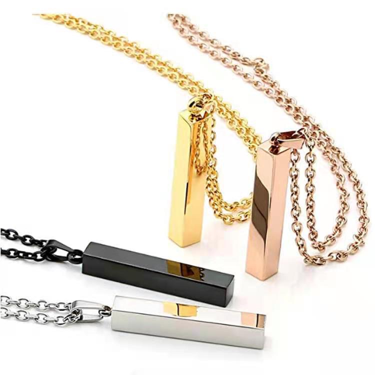 Engraved Titanium Steel Rectangular Bar Indifference Pendants